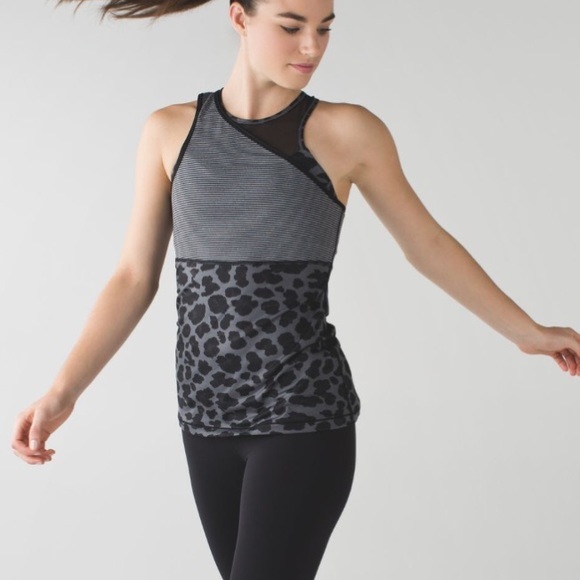 Lululemon pop strip echerry cheetah meshed up tank - Picture 2 of 10
